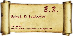 Baksi Krisztofer névjegykártya